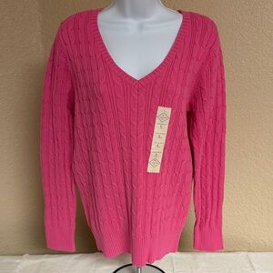 4/$15 St. John's Bay Vibrant Pink V-Neck Sweater